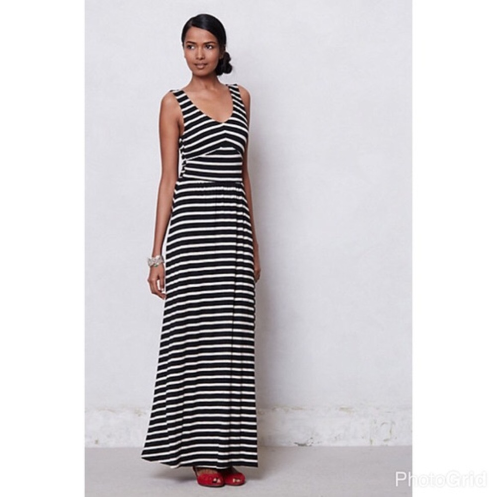Navy and Gray Striped Maxi Dress